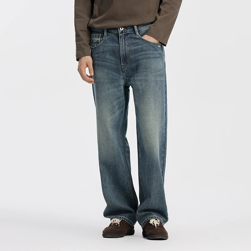 Semir Men Jeans Retro Washed Loose Straight Autumn Soft | SAMAG