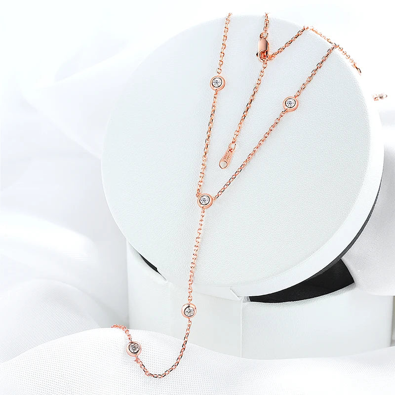 Smyoue 3MM Bubble Classic Moissanite Necklace Pendant for Women 18k Plated Female Pure S925 Silver Jewelry - Visuel 3 | SAMAG