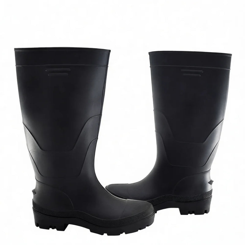 Mens PVC Rain Boots Heavy Duty Waterproof Work Shoes Non Slip Rubber Sole Industrial Construction Outdoor Fishing High Tube