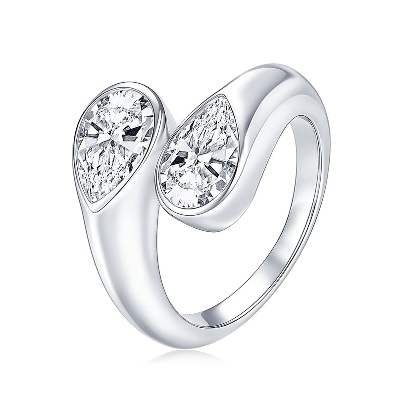 Ehhai 1.5ct Pear Cut Moissanite Twist Shank Open Band Ring for Women 14K Gold Filled Wedding Anniversary - Visuel 7 | SAMAG