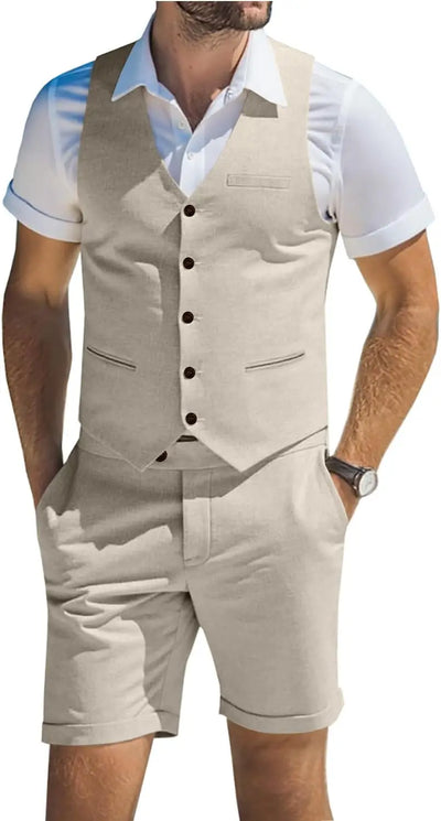 Men's Suit Linen Vests Short Pants for Casual Summer | SAMAG