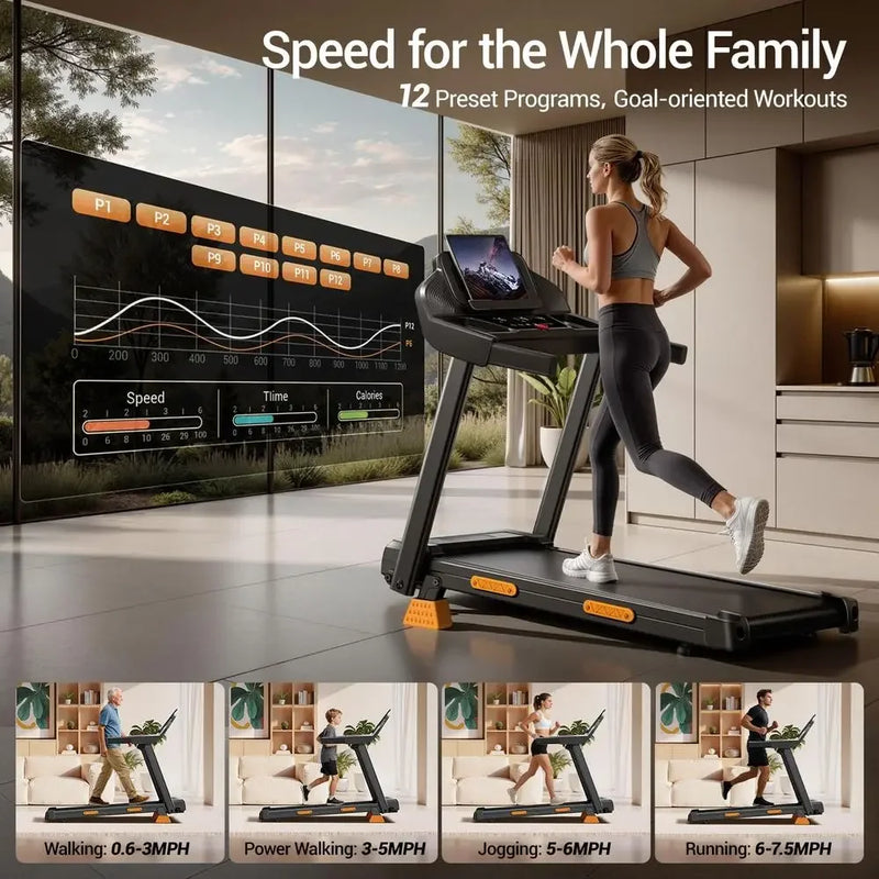 Compact 3 - in - 1 Treadmill with Incline, Folding Design, 12 - View 3 | SAMAG