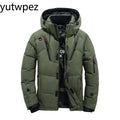 Outdoor Hiking Sports Running Down Jacket Men White Duck Winter Coat Windproof Warm Parka Travel Camping Overcoat Thicken Hooded