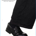 Original niche design buckle strap thick heel loafers men's metal decoration punk round toe leather shoes