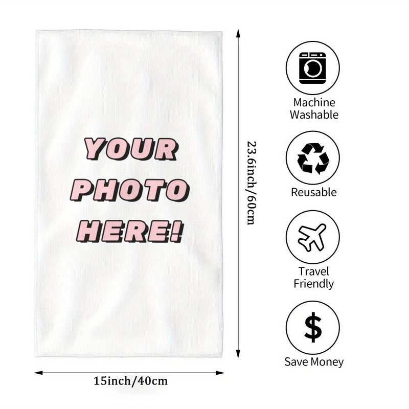 1Pc/2Pc Custom Photo Towel, Upload Your High-Resolution Image for DIY Transfer, Ultra-Soft Face Towel, Suitable for Home, Hotel, Spa, Bathroom, Gym, Home Decor - Indoor and Outdoor Party Supplies, Men's and Women's Towels
