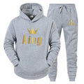 Fashion Long Sleeves KING And QUEEN Printed Hooded Suits Autumn Winter Couple Hoodie + Pants 2 - Piece - View 9 | SAMAG