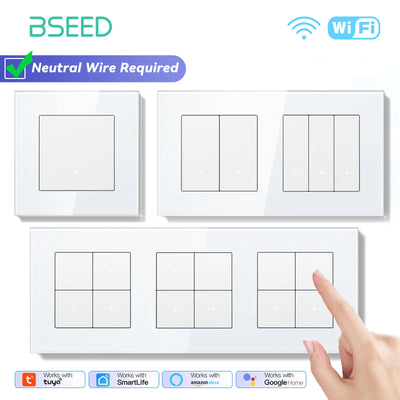 BSEED WIFI Light Switch 1/2/3/4Gang 2Way Smart Click | SAMAG