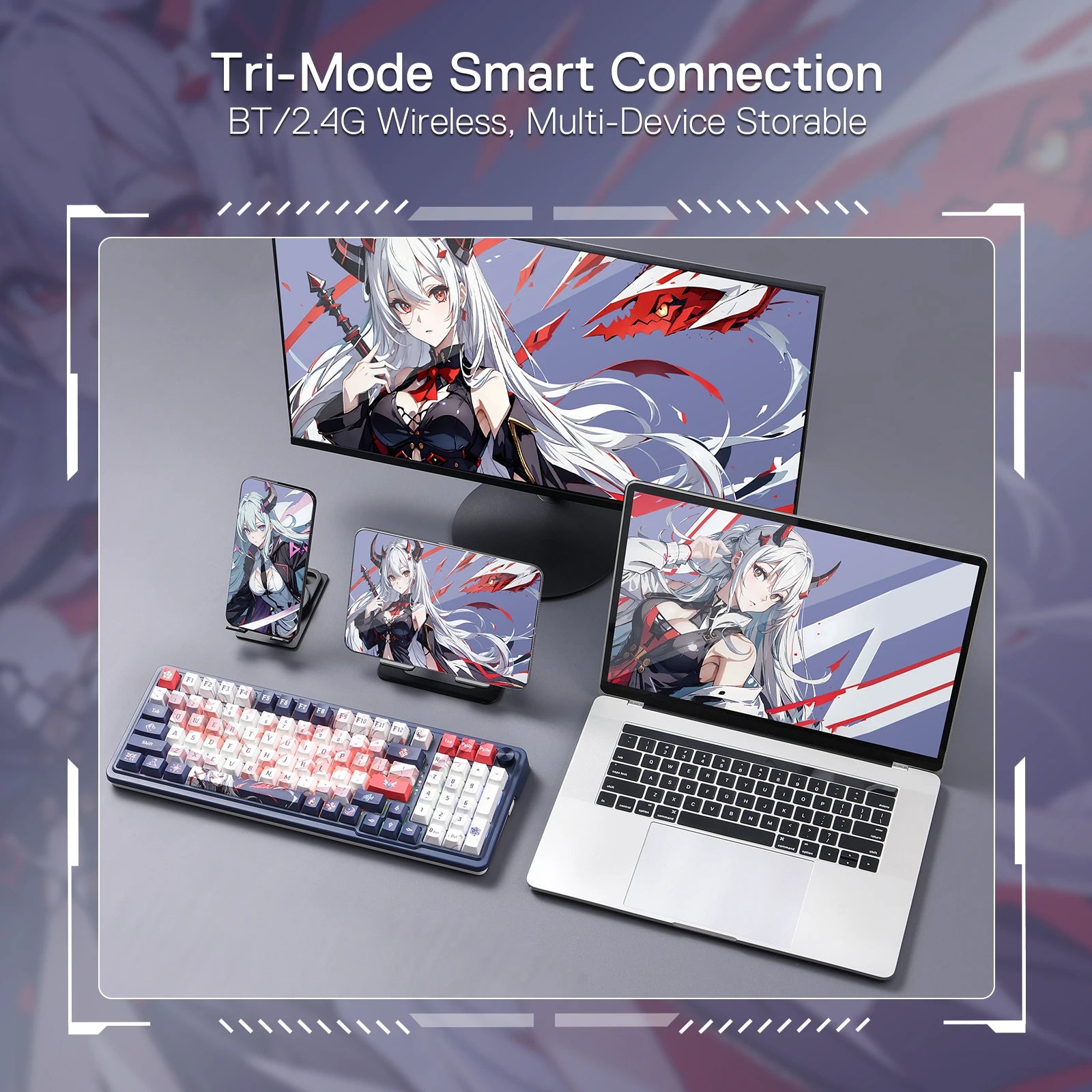 Redragon K686 PRO SE 98 Keys Wireless Gasket RGB Gaming Keyboard, 3-Mode Anime Mechanical Keyboard w/Hot-Swap Socket