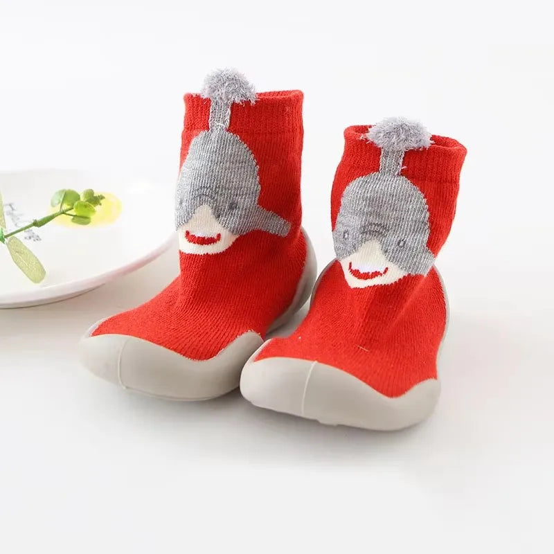 Baby Socks Shoes Kids Toddler First Walkers Animal Pattern Soft Non-Slip Sole Breathable Rubber Floor Shoes for Boys and Girls
