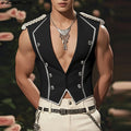 INCERUN Men Vests Patchwork Shiny V Neck Sleeveless Button Casual Male Waistcoats Streetwear 2025 Fashion Leisure Vests S-5XL