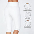 Women's High Waisted White Leggings Knee - Length Yoga - View 2 | SAMAG