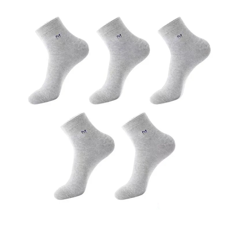 5 Pairs Men's Solid Color Mid Tube Socks Antibacterial | SAMAG