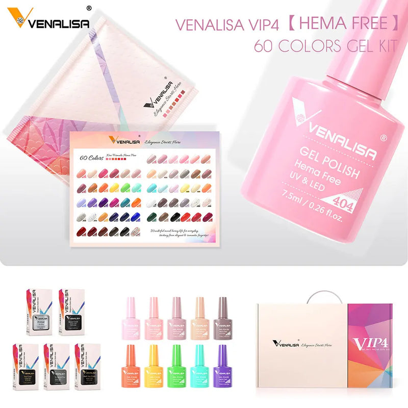 VENALISA VIP4 Kit Nail Gel Polish TPO FREE Full Coverage 36/60 Color Gel Pigment Professional Nail Art Long-lasting Gel Varnish