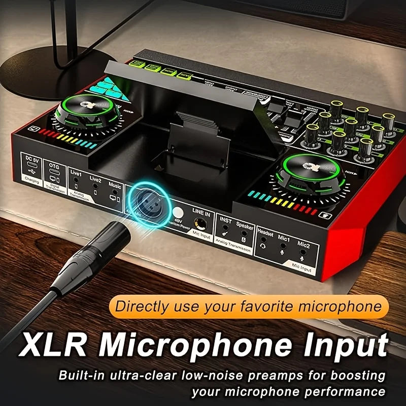 Tenlamp G10 Podcast Microphone Bundle Live Sound Card Audio Mixer, Voice Changer DJ Effects XLR 3.5mm Mic Interface for PC Smartphone Gaming Streaming Recording YouTube Studio Vlog