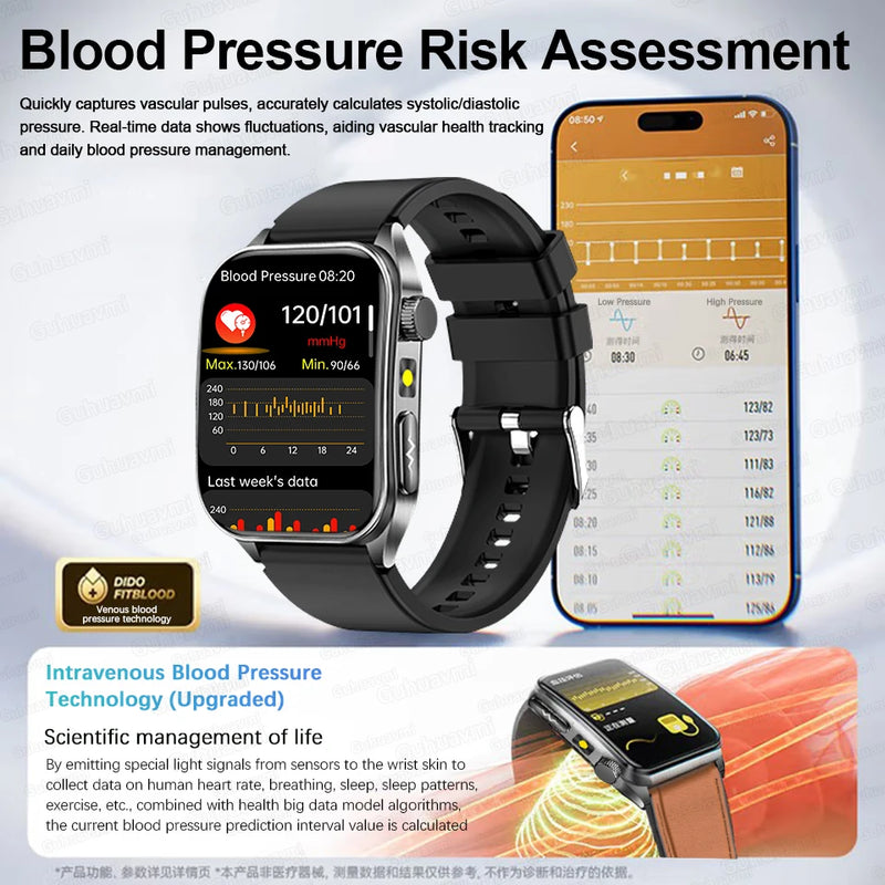 2026 New Non-Invasive Laser Treatment Three High Smart Watch Man ECG Heart Test Blood Fat Uric Acid Smart Watch For Android IOS
