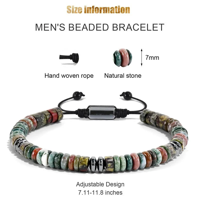 Healing Crystal Bracelets Abacus Bead flat Beaded Bracelets for Men Women Adjustable Natural Stone Bracelets for Father Son