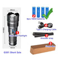 99000000LM Super Bright LED Flashlight 100W GT60 Long Range Powerful Torch Type-c Rechargeable Outdoor Flashlight Power Display