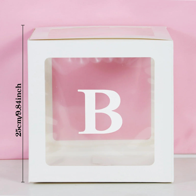 Transparent Letter Balloon Box Baby Shower Decorations Happy Birthday Wedding EID Decor 1st Birthday Party Supplies Balloon Box