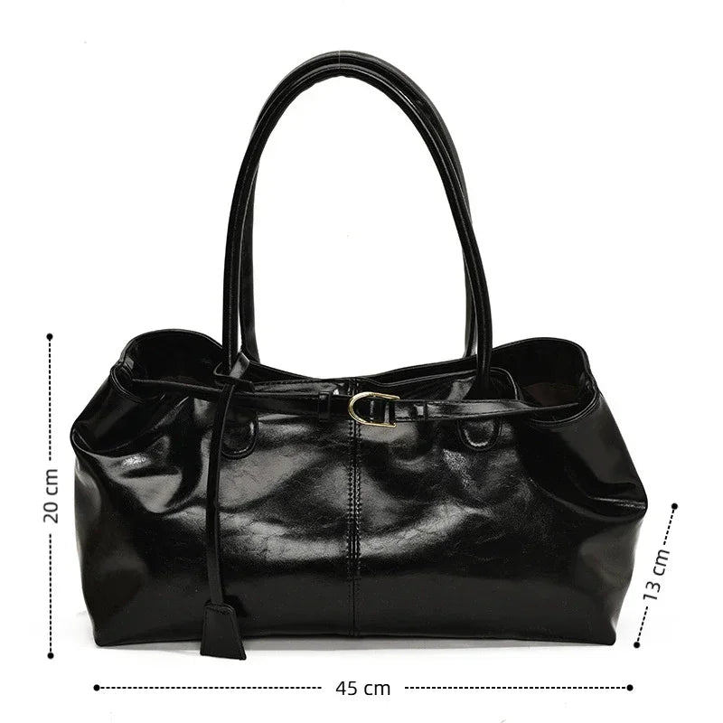 2025 New PU Leather Tote Bag Slouchy Hobo Handbag Fashion Shoulder Bag Large Top Handle Bag for Women Work Shopping Travel