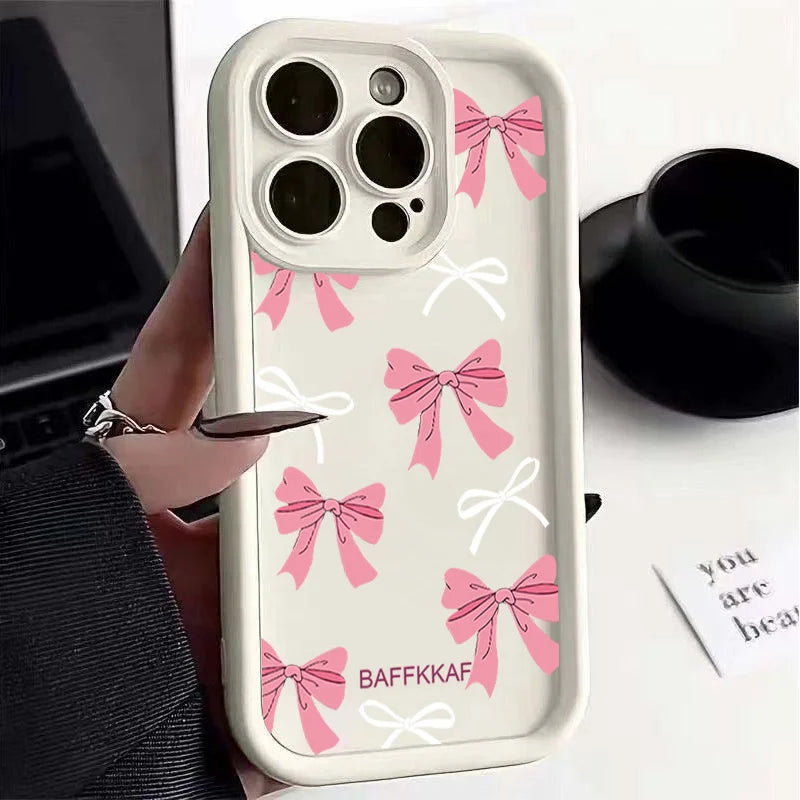 Luxury Pink Cartoon Bow Tie Case For Xiaomi Redmi 15C 15 14C 13C 12C A5 Note 12 13 14 15 Pro Plus 5G 4G 11 11S Protection Cover