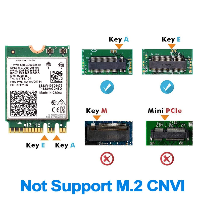WiFi 6E AX210 Bluetooth 5.3 M.2 Wireless Card For Intel AX210NGW 2.4Ghz 5Ghz 6Ghz 5374Mbps 802.11ax For - Visuel 6 | SAMAG