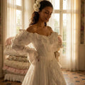 Eightree Vintage A - Line Wedding Dresses Puff Sleeve Lace - View 4 | SAMAG