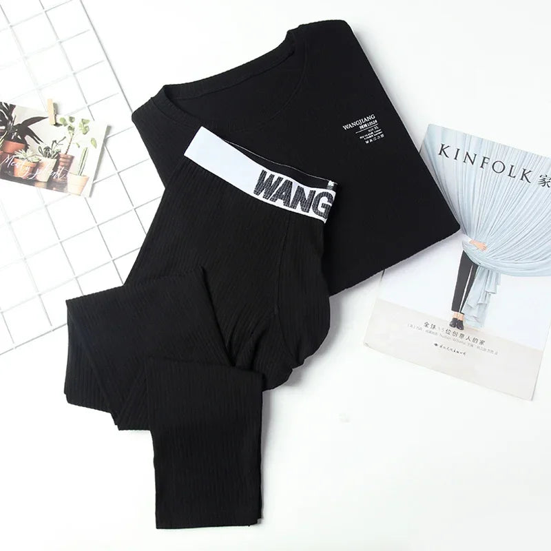 Men's Long Johns Autumn Winter Thermal Tops+Bottoms Set Cotton Breathable Warm Long Sleeve Undershirts Leggings