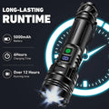 Rechargeable LED Flashlight with 3 Modes, Adjustable Zoom, Waterproof Body and Power Display