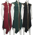 Mens  Medieval Viking Vest Long Vest Renaissance Sleeveless Jacket Knight Surcoat With Buttons Halloween Carnival Party Uniform