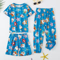 3-Piece Children's Fashion Printed Multicolor Home Service Suit Boy Casual T-shirt Girl Sweet Love Pattern Comfortable Shorts
