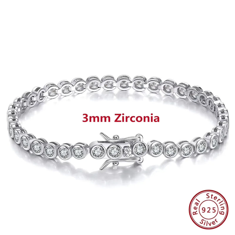 ORSA JEWELS Authentic 925 Sterling Silver Tennis Chain Bracelet Moulding Process Hanmade High-end Hand Chain for Man Woman SB128