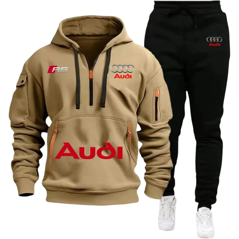 Audi Warm Hoodie Pullover Jacket & Two - Piece Casual Sport Pants Set Insulated Outdoor Fashion - View 4 | SAMAG
