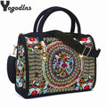 Women Shoulder Bag Handmade Embroidered Bohemia Handbag Retro Large Capacity Canvas Shopping Tote Travel Messenger Boston Bags