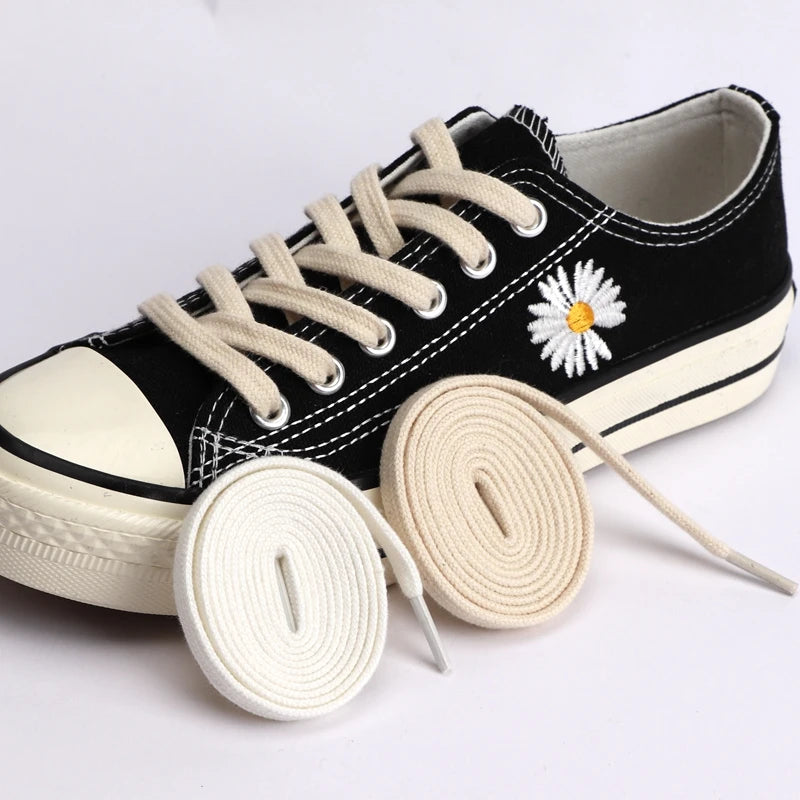 Classic Flat Shoelaces Quality Cotton Shoe Laces Durable Solid Shoelaces for Sneakers Canvas Shoes 100/120/140/160CM 1Pair/2Pair