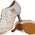 Black Latin Dance Shoes for Women Breathable Mesh Suede Sole Wedding Party Professional Ballroom Jazz Tango Training Dancing