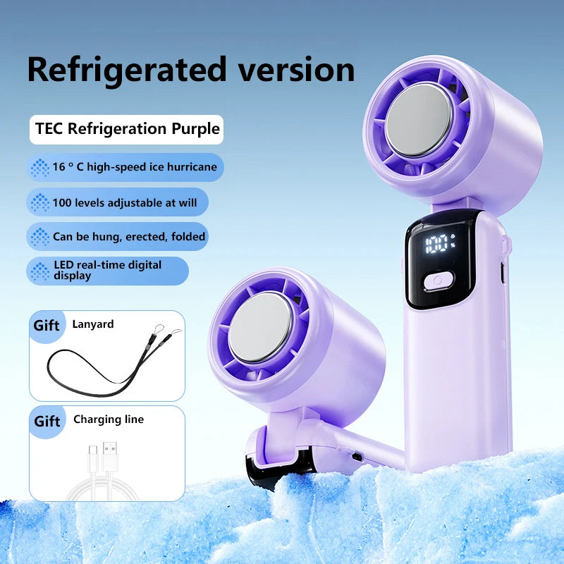 MIJIA Electric Fan Refrigeration Handheld Portable Desktop Outdoor Digital Display High-speed Folding Neck Hanging Fan NEW