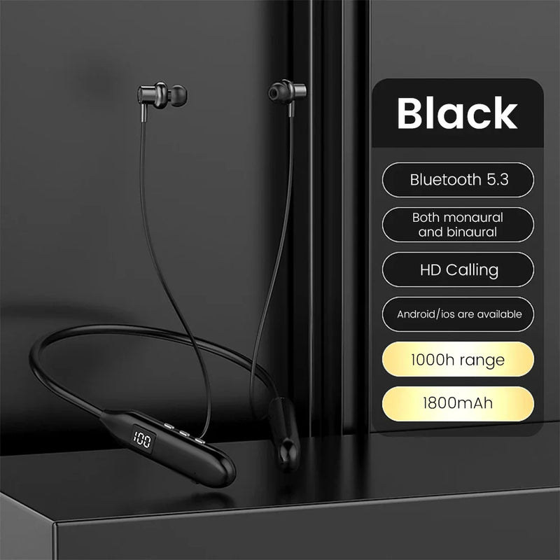 Olaf Wireless Earphones Bluetooth5.3 Headphones In-Ear Neckband Sports Headset LED Waterproof Magnetic Headset Handfree with Mic