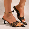 Women's Sandals 2025 Summer Trend Leopard Print Mid-Heel Slippers Party Designer Brand High Heels Comfortable Beach Slingbacks