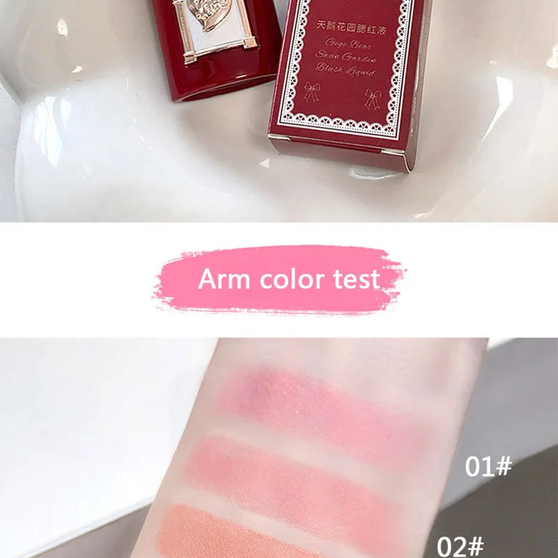 Gege Bear Strawberry Pink Liquid Blush Korean Makeup Matte Nude Apricot Tint Blusher Brighten Face Rubores Rouge Cute Makeup