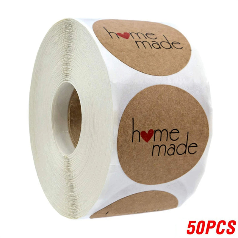 50-500pcs Kraft Paper Homemade With Love Stickers Scrapbooking For Envelope And Package Seal Labels Sticker Stationery Handmade