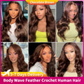 12A Human Crochet Hair Body Wave Bundles Human Hair For Women Knotless Pre-Separated #27 Honey Blonde Feather Crochet Human Hair