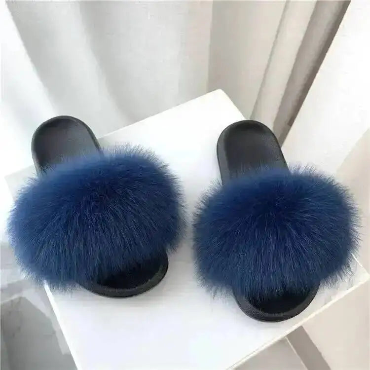 Women Real Raccoon Fur Slides Fluffy Luxury Furry Open Toe Slippers Indoor Outdoor Summer Sandals Non Slip Soft Comfy Sole Cozy