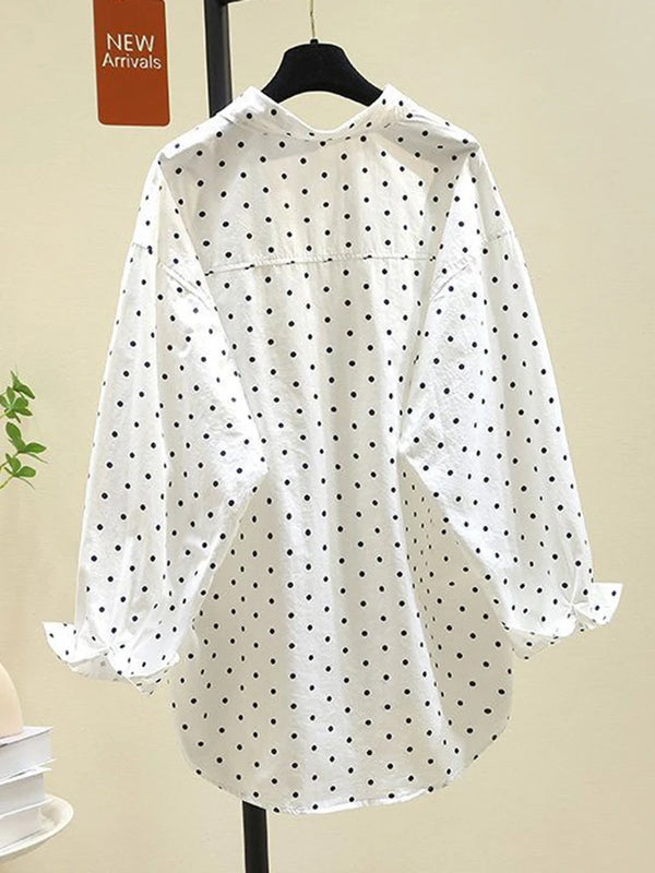 Pure Cotton Cute Dot Shirt Women Fall Long Sleeve Fashion - View 3 | SAMAG