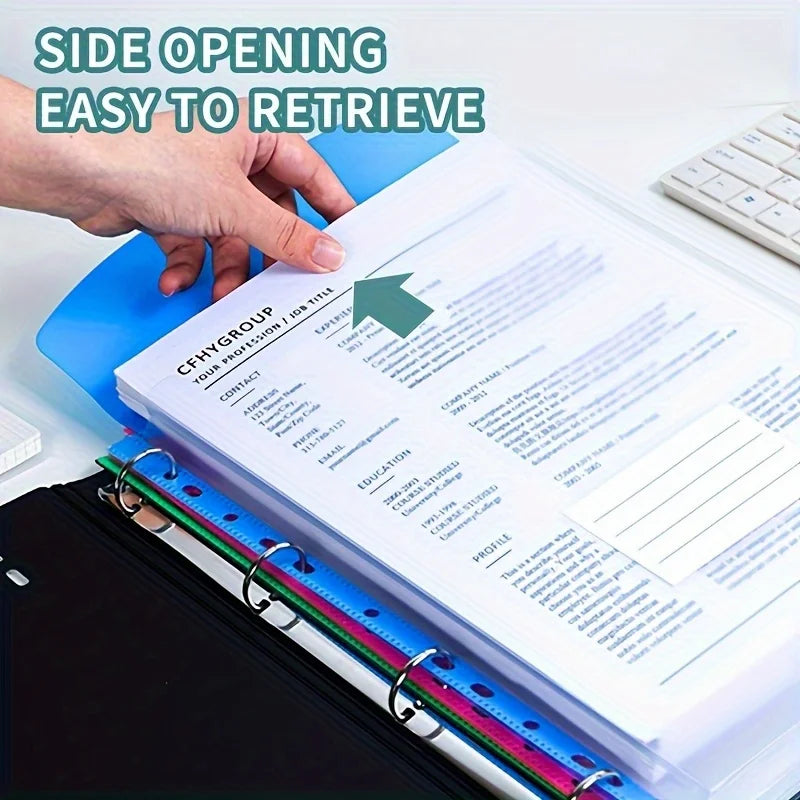 6pcs A4 Expanding File Folders with Button 11 Ring Binder Pockets.Durable A4 Binder Organizer, for School, Office. file folder