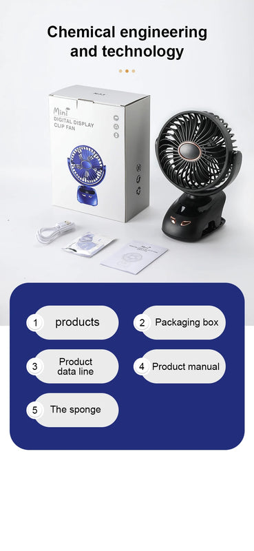 Portable Desktop Wireless Clip-on Electric Fan 2000mAh Battery Outdoor Travel Portable Electric Mini Fan for Baby Stroller Cart