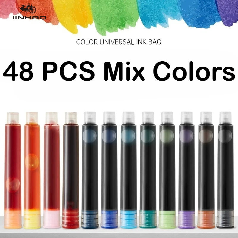 500/12 PCS JINHAO 12 Colors 3.4mm Non carbon Fountain Pen Ink Universal Sac Cartridges Refills School Office Supplies Stationery