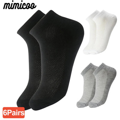 6 Pairs Breathable Men's Socks Short Ankle Elastic Solid | SAMAG