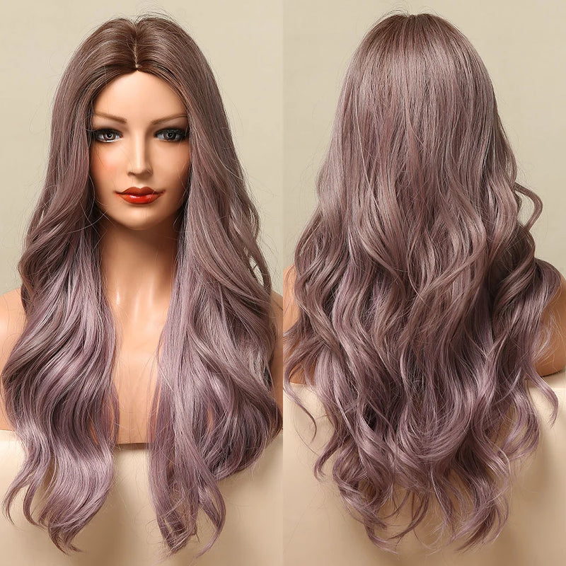 Red Brown Copper Ginger Long Wavy Synthetic Hair Wigs for Black Women Body Wave Ombre Wig Cosplay Natural Heat Resistant Wig