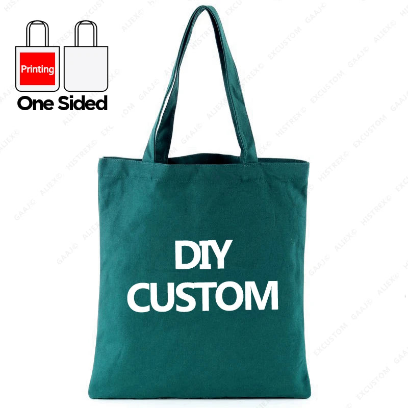 Custom Canvas Tote Bag 100% Cotton Print Your Design Logo Photo Handbag Work Reusable Grocery Shopping Customized Portable Bag