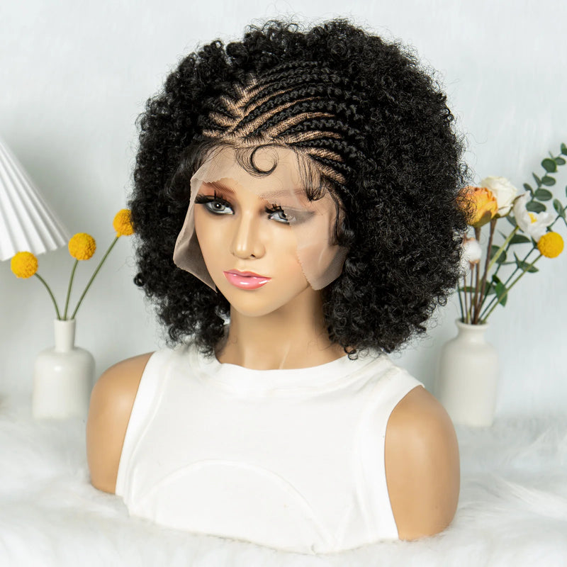 KIMA New Box Braided Wig Synthetic Full Lace Wigs Short Lengths for Black Women Men Braided Wig With Baby Hair Box Braiding Wigs